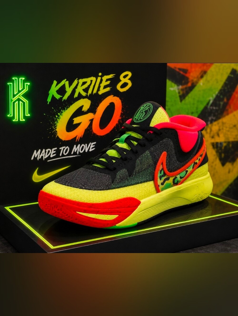 Nike Kyrie 8 GO – Black/Red & Lemon Chiffon – Size 1 Youth – New in Box